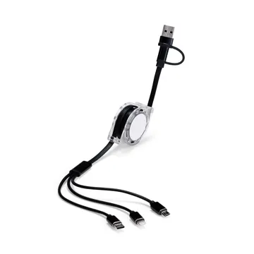 Cabo Retrátil 3 em 1 com Adaptador