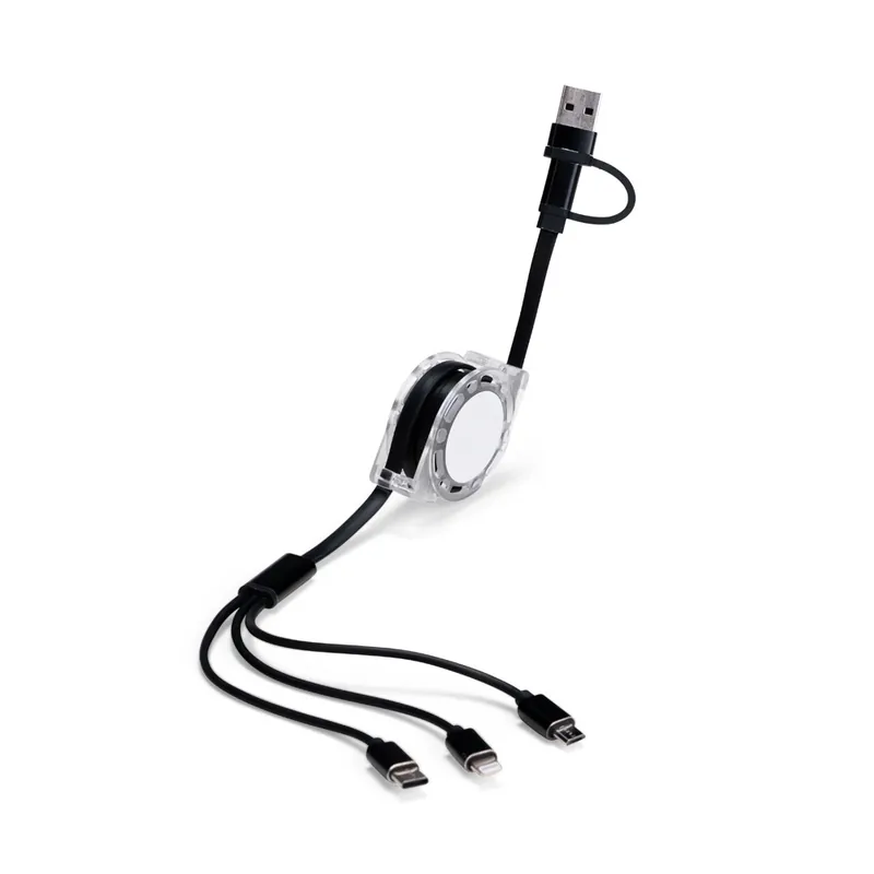 Cabo Retrátil 3 em 1 com Adaptador