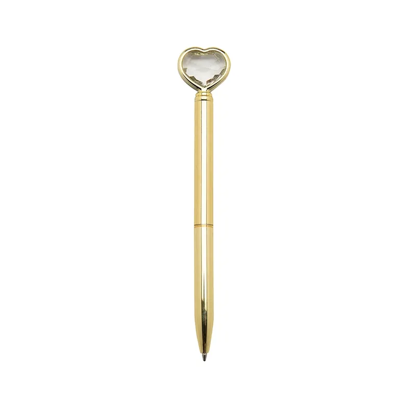 Caneta Metal Coração Diamante