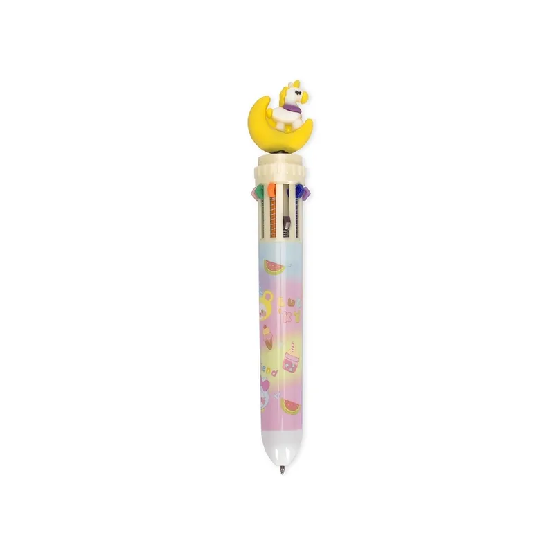 Caneta Plástica Unicórnio Multicolor 10 Cores