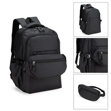 Conjunto Mochila e Pochete Couro Sintético
