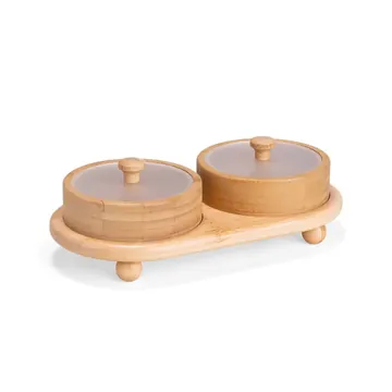 Conjunto Potes Bambu 2 Peças com Suporte